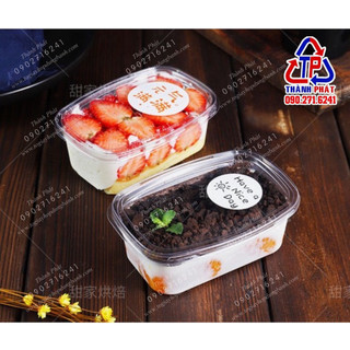 100 Hộp mousse XY092 - Hộp nhựa chữ nhật đựng bánh mousse - Hộp đựng tiramisu- Hộp đựng bánh Panna cotta