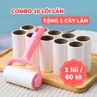 Combo 10 lõi lăn bụi tặng cây lăn cùng loại, cây lăn bụi quần áo 16cm - 10cm, thanh lăn bụi ga giường, lăn lông chó mèo