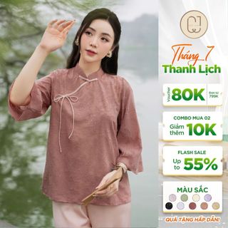 Bộ pháp phục lụa đi chùa nhã uyên cây leo design mềm mại kèm quần lụa tơ - nu723