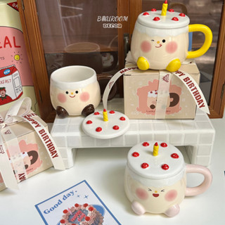 Ly sứ quà tặng sinh nhật Bauroom tạo hình bánh kem dễ thương kèm hộp nơ ( có sẵn ) ( ảnh thật )