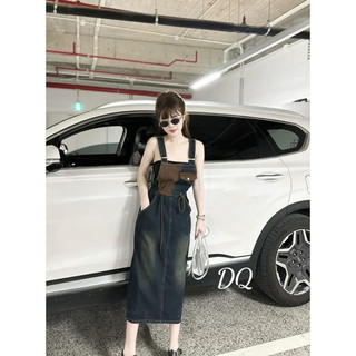 Váy yếm jean mài phối màu hot hit