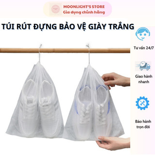 Túi đựng giày vải Dây Rút không dệt đa năng, túi bảo quản giày, chống bụi giày trắng