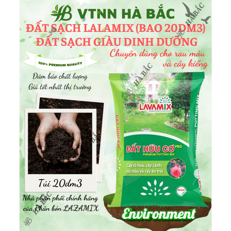 Đất Trồng Cây Lavamix PRO (bao 20dm ~ 10kg) - Đất hữu cơ đa dụng trồng rau củ quả, cây kiểng trộn sẵn