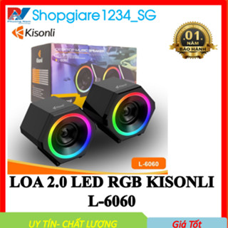 Loa Máy Tính Để Bàn Mini Led Rgb 2.0 Kisonli L-6060 Loa Vi Tính Laptop Gaming Nghe Nhạc Bass Lớn Có Dây