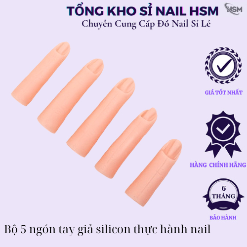 Bộ 5 ngón tay giả silicon thực hành nail - Set 5 ngón tay giả cho học viên nail luyện tập NAIL-HSM
