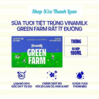 [HSD T1-2025] Thùng 48 Hộp Sữa Tươi Tiệt Trùng 180ml Vinamilk Green Farm Rất Ít Đường/ Có Đường.