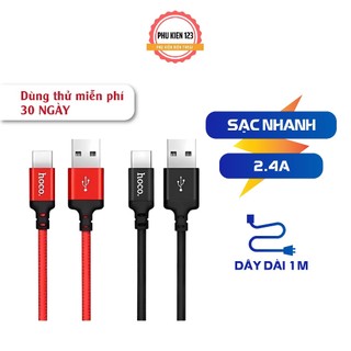 Dây cáp sạc Hoco dài 1M chất liệu dây dù hỗ trợ sạc nhanh chân sạc tương thích Type c,Micro-Phụ Kiện 123