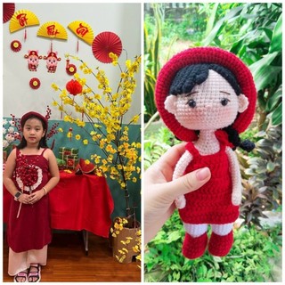 Búp bê len theo yêu cầu, tùy chọn mẫu (Có tặng kèm chân đế)