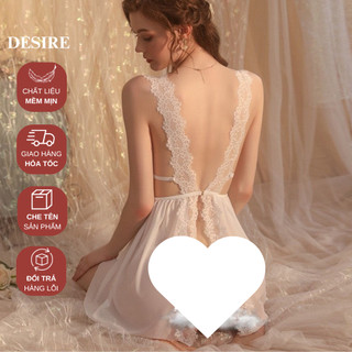 Váy ren xuyên thấu xẻ sau gơi cảm kèm quần chip desire vn-8100-1