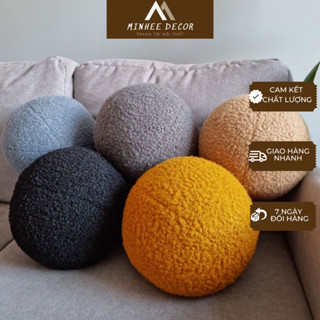 Gối tựa lưng, gối sofa hình cầu dễ thương vải lông cừu mềm mại phong cách Hàn Quốc MinheeDecor MH11