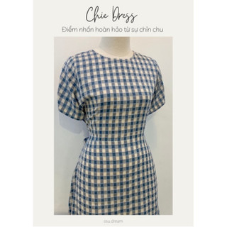 CHIE - Đầm caro cotton dáng dài chiết eo - osu