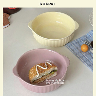 Tô sứ có tay cầm bảng màu Pastel, tô bỏ lò nướng Bonmi Decor Hàn Quốc