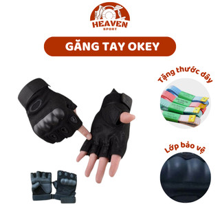 Găng Tay Xe Máy Okey Đi Phượt Cụt Ngón Có Gù Bảo Vệ, Tập thể thao Chính Hãng OKEY