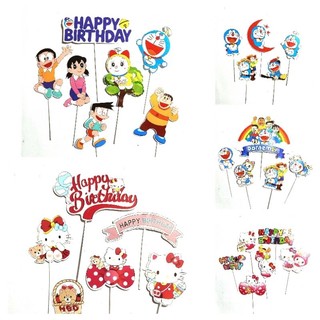 Set cắm doremon, kitty trang trí bánh kem, topper cake