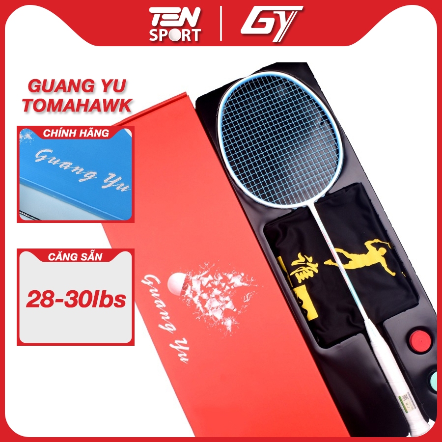Vợt cầu lông Guang Yu Tomahawk 77 6UG4 full carbon lực căng 28-30lbs kèm Túi đựng Cuốn cán chống xướ