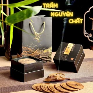 Hộp 40 Khoanh Nhang Trầm Hương Nguyên Chất Hương Vòng Thơm Cao Cấp - Xông Phòng Thiền Định Yoga