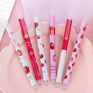 Bút bi moka hình dâu tây mực nước ngòi 0.5mm, bút gel mực nước dâu tây dễ thương