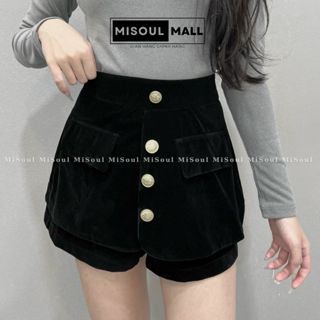 Quần Nhung Cúc Đồng MiSoul Mall Cạp Cao Tôn Eo, Short Giả Chân Váy BigSize 232