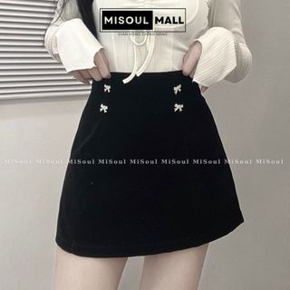 Chân váy nhung nơ bigsize misoul, chân váy nhung chữ a bigsize misoul 231