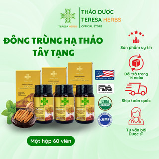 Combo 3 đông trùng hạ thảo tây tạng cao cấp teresa herbs lọ 60 viên hỗ trợ bổ thận, bổ phổi, bổ tim