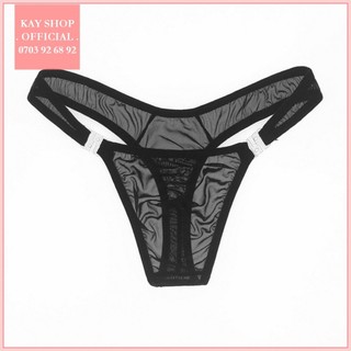 Quần lót lọt khe lưới mịn trong suốt xuyên thấu khoen cài - Quần sịp nam mông sexy quyến rũ gợi cảm