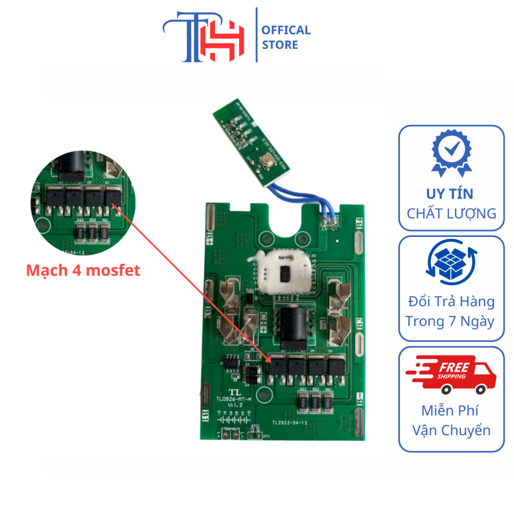 Mạch pin sử dụng cho pin 10, 15 cell chân pin thông dụng chịu tải cao 4 mosfet