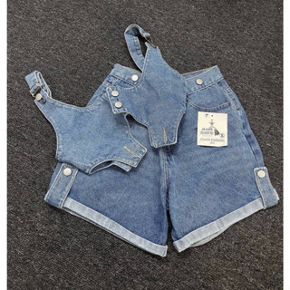 Set Yếm Quần Short Kaki Jean Tách rời 2 Món Mặc 2 Kiểu