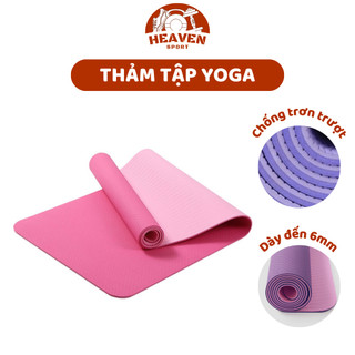Thảm Tập Yoga TPE Dầy 6mm 2 Lớp Cao Cấp Chống Trơn Trượt