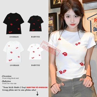 Áo thun babytee basic WOSHEE áo babytee những nụ hôn ngọt ngào vải dày áo thun nữ trơn BTV007