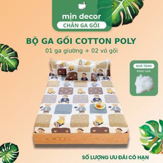 Bộ Ga Gối 3 Món Cotton 3D Mịn Decor, bộ drap giường áo gối cotton mềm mịn nhiều họa tiết