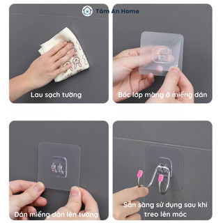 BỘ 2 Móc Cường Lực Inox Dán Tường Dạng Móc Đôi ( Tâm An Home)