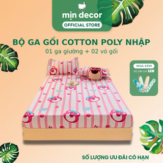 Bộ Ga Gối Poly Nhập Mịn Decor Bo Chun 10cm Đến 20cm, Hoạ Tiết Dễ Thương - Size 1m6x2m & 1m8x2m