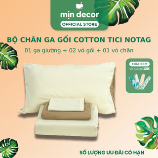 Bộ Chăn Ga Gối Cotton Tici NoTag Mịn Decor Làm Ga Phủ Đệm Dưới 30cm, Phối Màu Pastel Basic Phong Cách Hàn Quốc, Hiện Đại