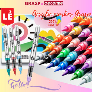 Bút Màu Acrylic Marker Grasp Bút Brush Bút Viết Tiêu Đề Calligraphy Decorme Tô Vẽ Mọi Chất Liệu Không Phai Màu lẻ 1 bút