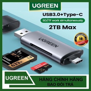 Đầu đọc thẻ nhớ sd/tf chuẩn usb type c và usb 3.0 ugreen 50706 chính hãng