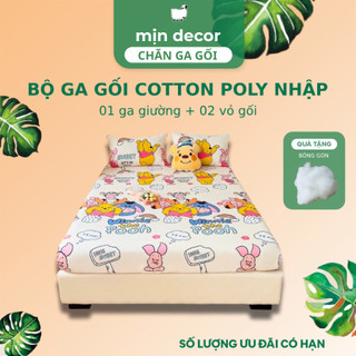 Bộ Ga Gối Poly Nhập Mịn Decor Bo Chun 10cm Đến 20cm, Hoạ Tiết Dễ Thương - Ga Giường Size 1m2 Đến 2m2