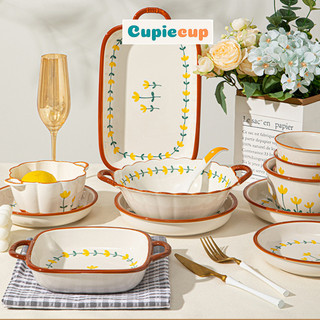 Bộ Bát Đĩa Sứ Phong Cách Nhật Bản Sang Trọng, Bát Đĩa Decor Bàn Ăn, Làm Quà Tặng SET004