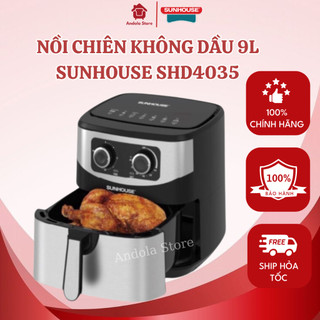 Nồi chiên không dầu Pramie Sunhouse SHD4035 dung tích 9L công suất 1800W điều khiển núm xoay tự ngắt khi quá tải