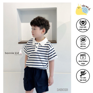Set polo kẻ quần kaki phong cách hàn quốc vải coton mềm mịn thấm hút tốt cho bé