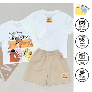 Set bộ đồ Lion phối quần be chất liệu cotton phối quần nỉ da cá mềm mịn thấm hút tốt cho bé đi học đi chơi