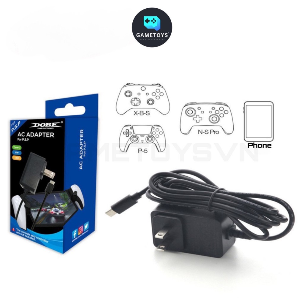 Bộ sạc 15W type-C xịn xò 1.5M (DOBE) cho PS Portal / PS5 / XB Series SX/Pro Controller/Smart phone
