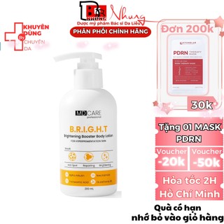 Sữa dưỡng thể sáng da mờ thâm 4% alpha arbutin-3% niacinamide md care brightening booster body lotion 200ml