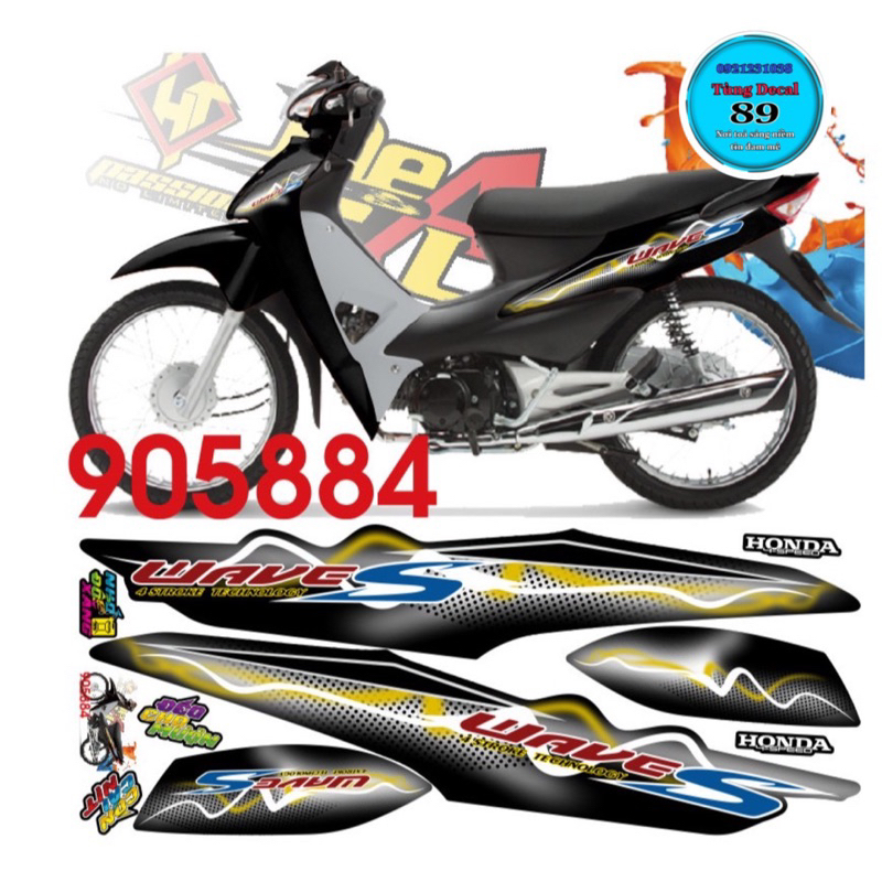 Tem Rời wave S 100cc & 50cc  ĐEN Vàng cho xe đen (HUY XOĂN)