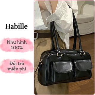 Túi xách da đeo vai nữ Habille, Túi xách công sở đi làm đi chơi dáng vuông phong cách retro thời trang