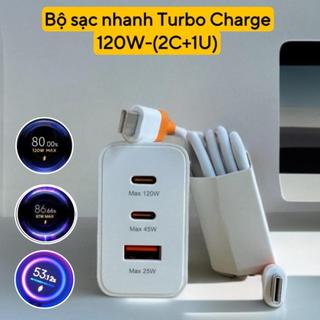 Bộ sạc siêu nhanh gan 120w cáp type-c to type-c 6a 3 cổng sạc siêu nhanh bộ sạc nhanh phụ kiện usb