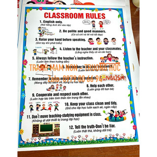 Tranh trang trí phòng tiếng anh - classroom rules - ta067