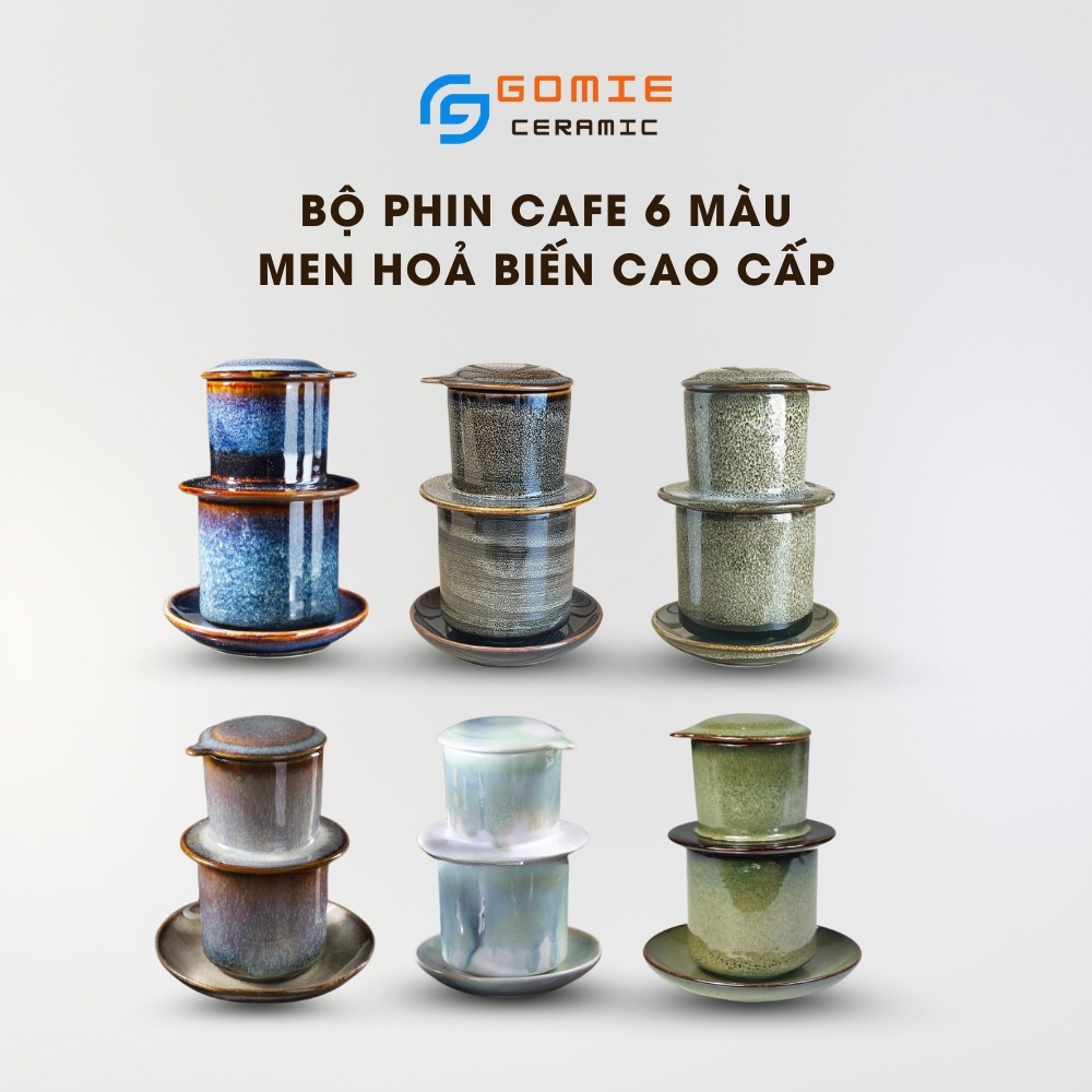Bộ phin pha cà phê gốm sứ (6 màu)  - Phin Pha Cafe Gốm Bát Tràng