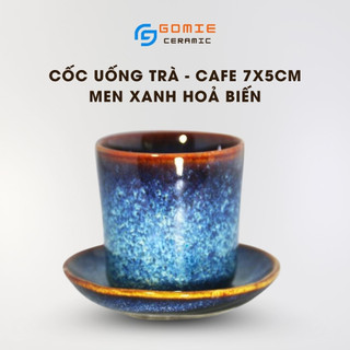 Cốc uống trà - cốc uống cafe 7x5cm men xanh hoả biến