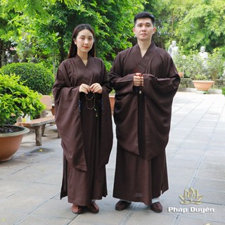 Áo Tràng Hải Thanh, Y Hậu Vải Đài Loan Cao Cấp Màu Nâu Đen, Đồ Tu Cho Phật Tử Nam Nữ