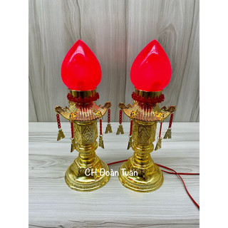 Đèn thờ trái đào toà tháp 38cm ( một cặp)